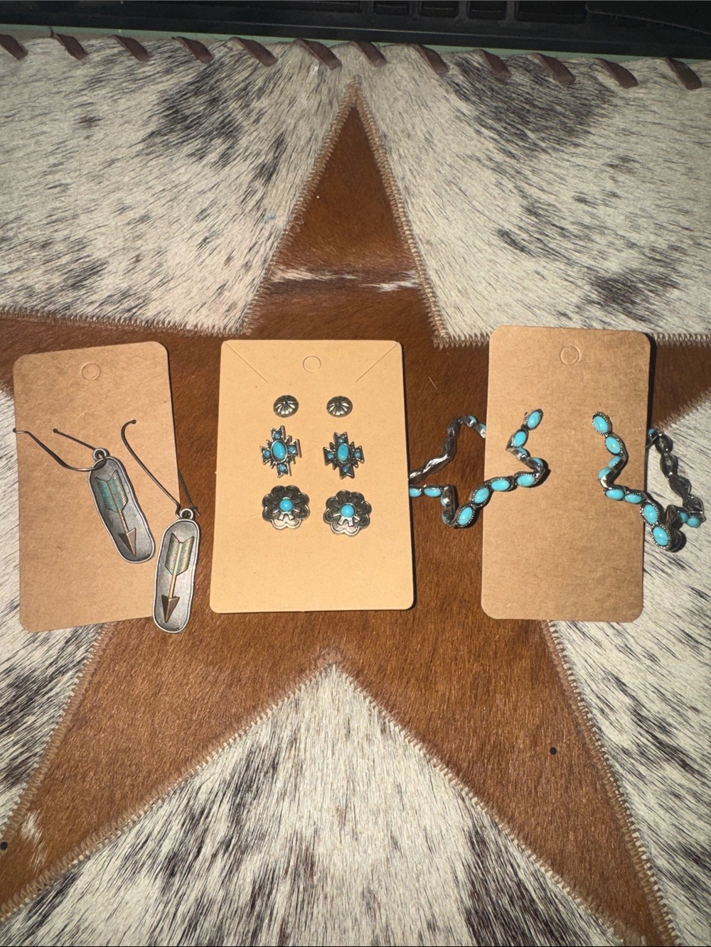 Turquoise Western Accent Women's Jewelry Earrings LOT of 3